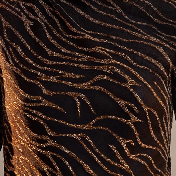 ⭐️ Sheer Shimmer Mock Neck Chic Glam Girly Romantic Classy Turtleneck Artsy Top - Picture 4 of 5